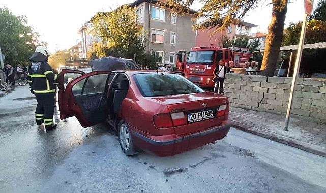 Seyir halindeki otomobil alev alev yandı