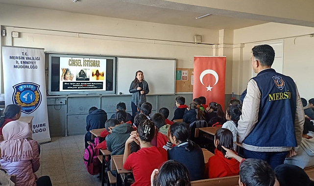 Mersin emniyeti çocukları okullarda suç ve suçluya karşı bilgilendirdi