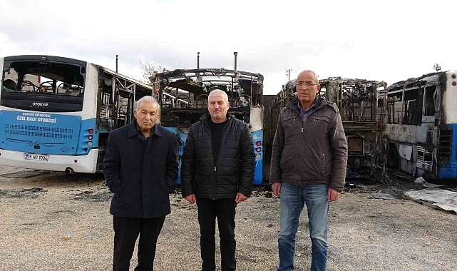 Burdur'da alev alev yanan 6 halk otobüsünde kundaklama iddiası