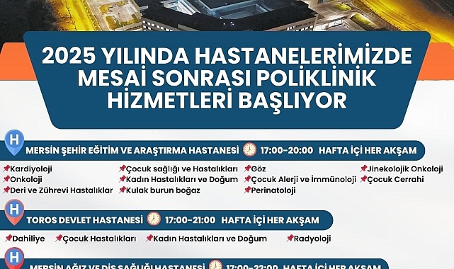 Mersin'de mesai sonrası poliklinik hizmetleri başlıyor