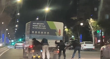 Patenli gençlerin trafikteki tehlikeli oyunu