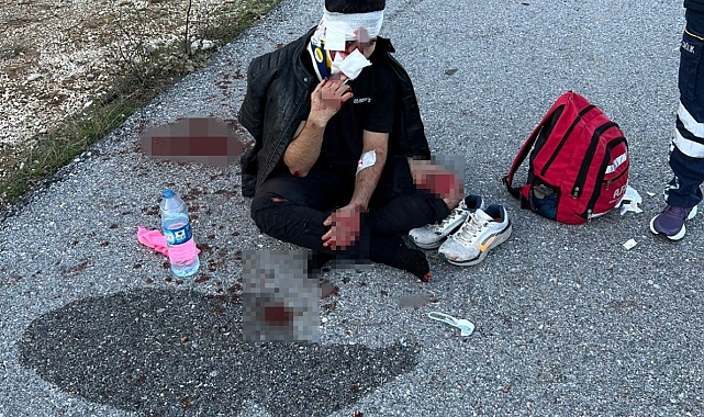 Uçak pistinde motosikletle hız kaza yaptırdı: 2 yaralı