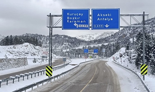 Antalya - Konya Karayolunda kar yağışı etkili oldu
