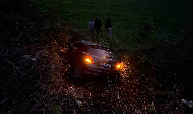 Antalya'da Şarampole Uçan Otomobildeki Çift Yaralandı