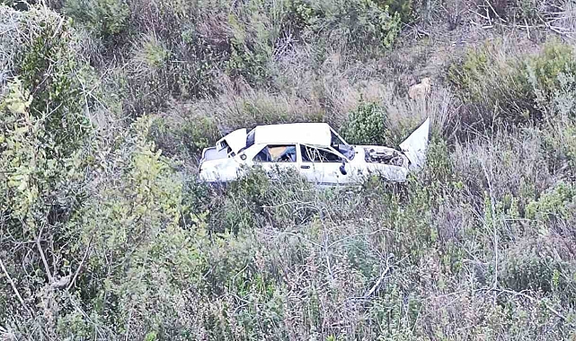 Manavgat'ta şarampole yuvarlanan otomobil sürücüsü yaralandı