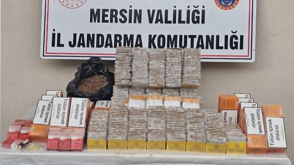 Mersin’de 815 kilo tütün ile 13 bin adet makaron ele geçirildi