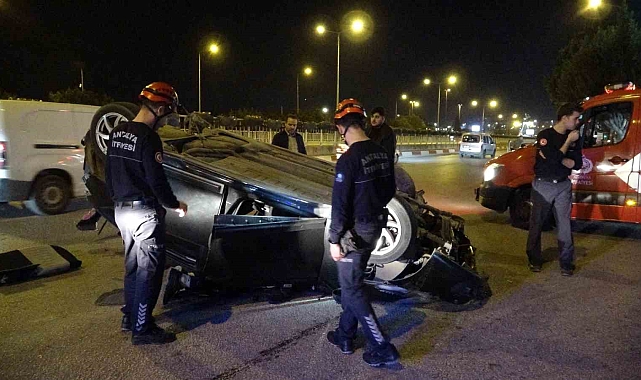 Çalıştığı oto galeriden emanet aldığı otomobille takla attı