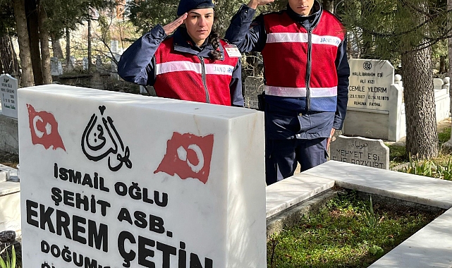 Jandarmadan şehit kabrine bakım