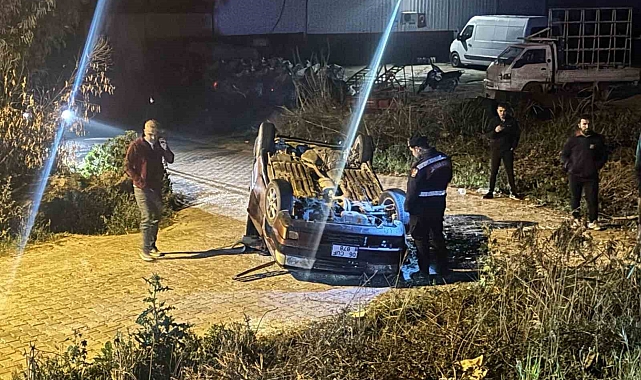 Kontrolden çıkan araç takla attı: Sürücü yaralı
