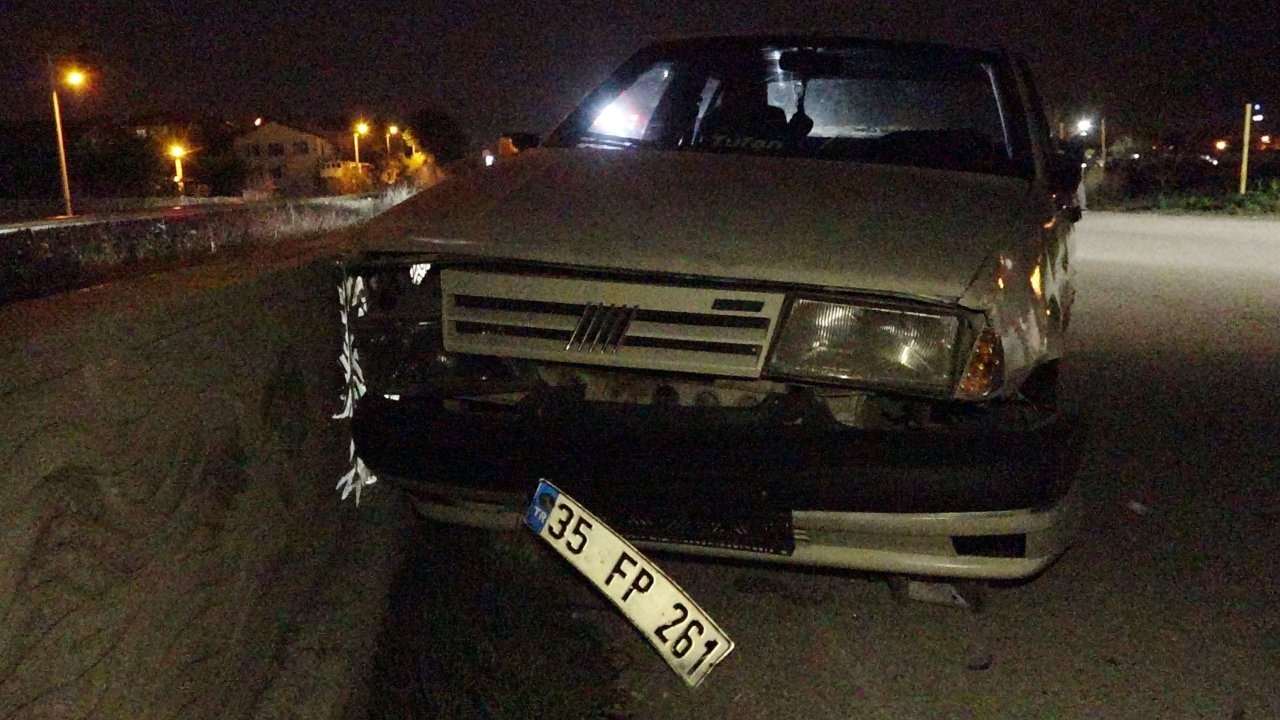 Otomobiliyle polisten kaçıp, duvara çarptı