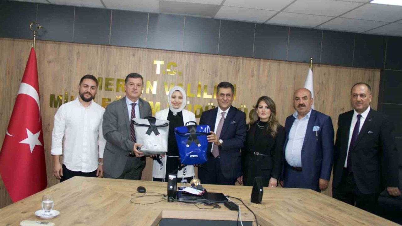 Eski kamyon brandaları çocuklara çanta oldu