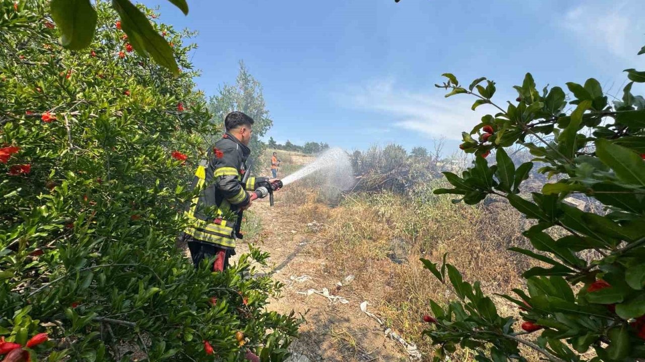 Mersin’de çalılık yangını bahçeye sıçramadan söndürüldü