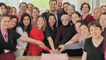 Menteşe Devlet Hastanesinde sağlık sektörünün meleklerine pastalı kutlama