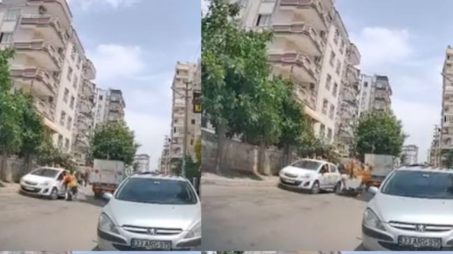 Elektrikli bisikletle otomobile çarptılar: O anlar kamerada