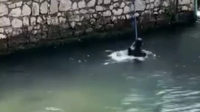 Polisi görünce atladığı derede boğulma tehlikesi yaşadı, hortumla kurtarıldı