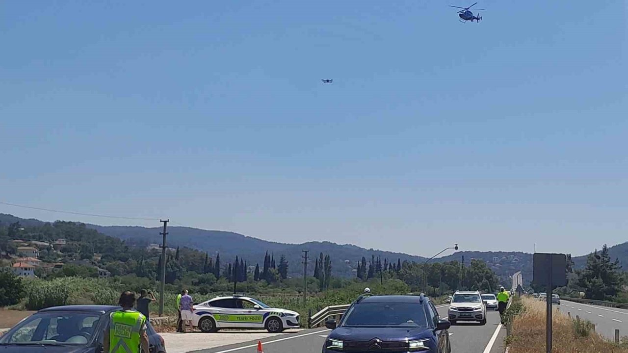 Muğla’da dron ve helikopter destekli trafik denetimi