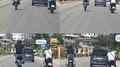 Motosikletli sürücüden D-400 karayolunda tehlikeli hareketler