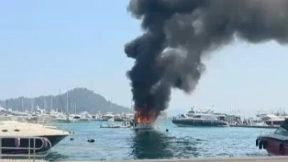 Göcek’te tekne alev alev yandı