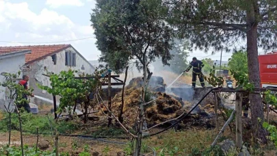 Burdur’da 1 ton saman balyası yandı