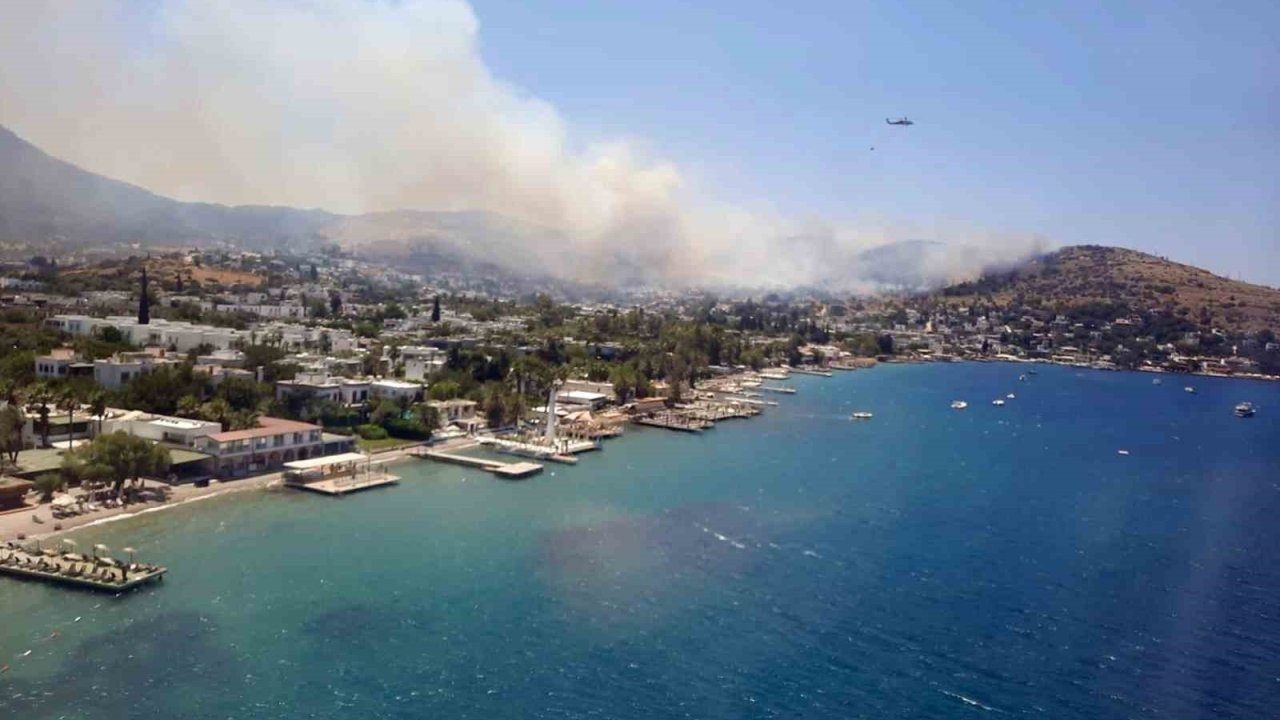 Bodrum Türkbükü makilik yangını devam ediyor