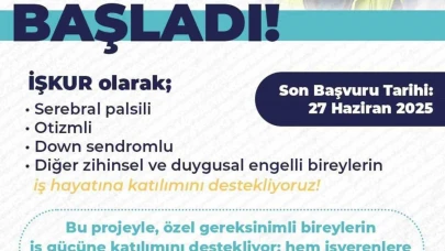 İŞKUR’dan özel ihtiyaçlı bireylere yönelik destekli istihdam projesi başvuruları başladı