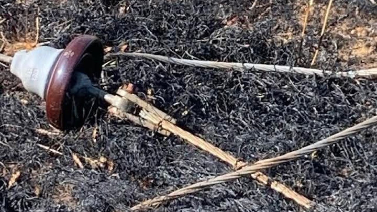 Yüksek gerilim hattı koptu, buğday tarlası alev aldı