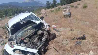 Şarampole uçan hafif ticari aracın sürücüsü yaralandı