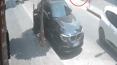 Motosikletle bisikletin çarpıştığı kaza kamerada