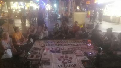 Antalya'da hayvan hakları aktivistlerinden oturma eylemi!