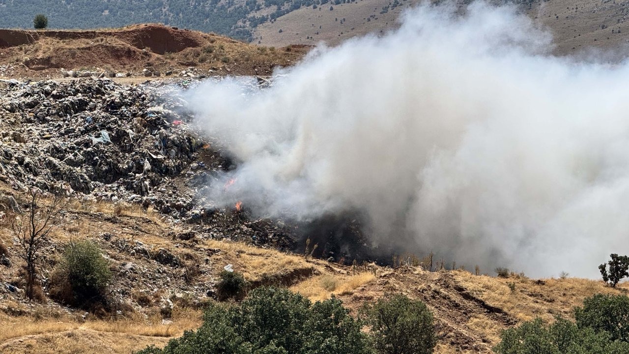 Çöplük yangını ormana sıçramadan söndürüldü