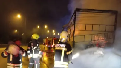 Kuruyemiş yüklü tır alev alev yandı