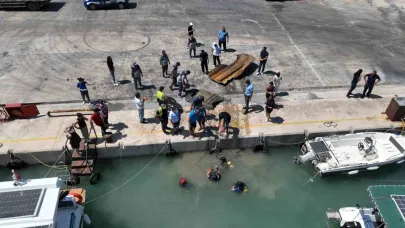 Balıkçı barınağında dip temizliği: 2 ton çöp çıkartıldı