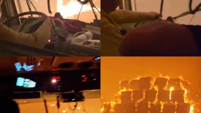 Mersin’deki orman yangınında ekiplerin zor anları kameraya yansıdı