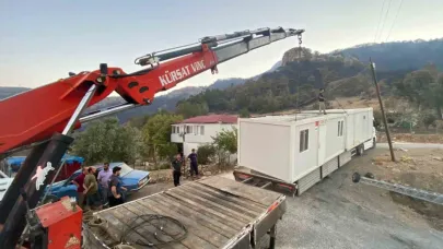 Orman yangınında evleri yananlar için konteynerler yerleştirilmeye başlandı