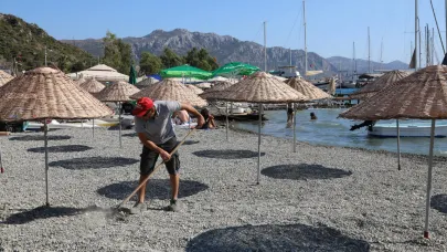 Sezon bitti, Marmaris Belediyesi plajları düzenlemeye başladı