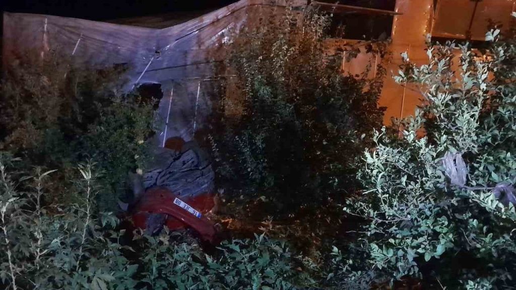 Yoldan çıkan otomobil seraya çarptı: 5 yaralı