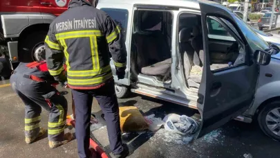 Esnafın zamanında müdahalesi aracın yanmasını önledi