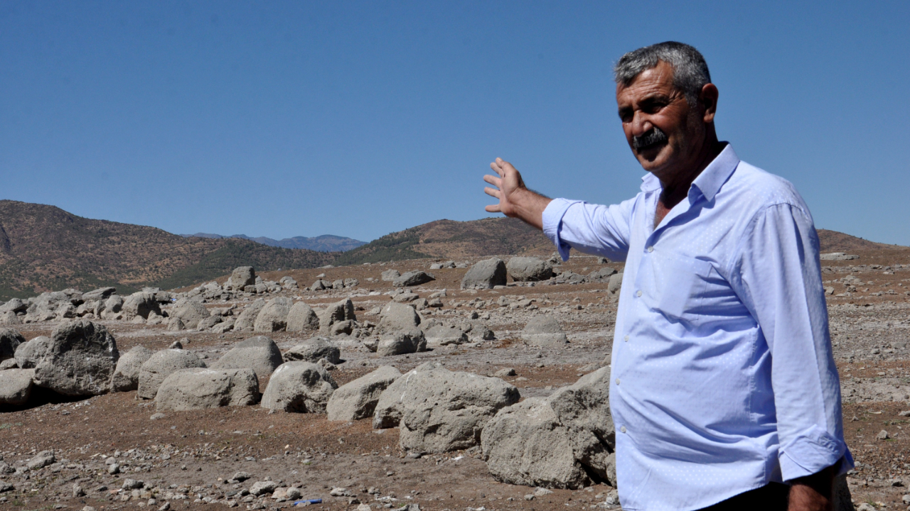 Barajda su seviyesi düştü, Hamamlar Höyüğü gün yüzüne çıktı