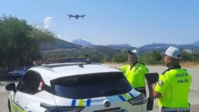 Isparta’da dron destekli trafik denetimi