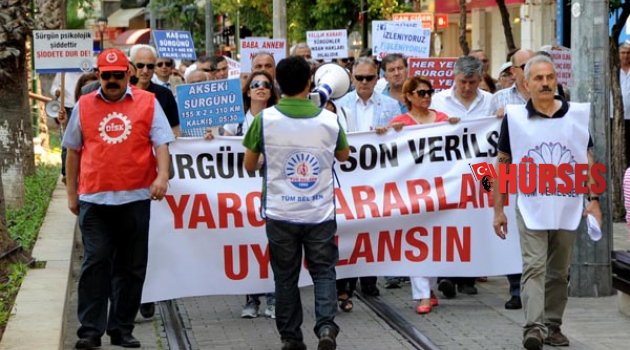 BELEDİYE İŞÇİLERİNDEN 'SÜRGÜN' EYLEMİ