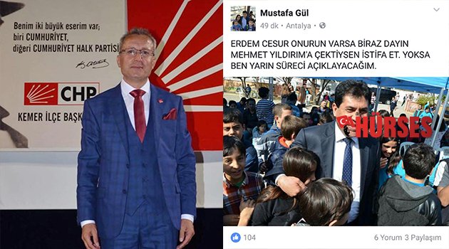 CHP KEMER İLÇE'DEN MUSTAFA GÜL'E VETO
