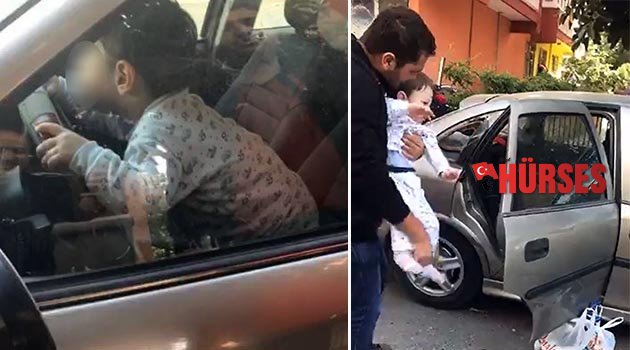 Kendini otomobile kitledi