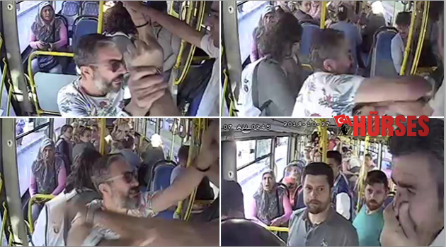 Otobüsteki kavga kameraya yansıdı