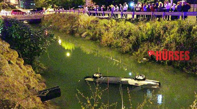 Otomobiliyle  kanala uçtu