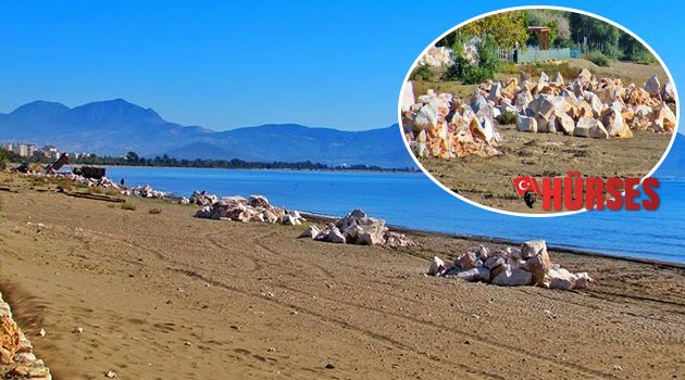 Sahildeki taş kütleleri tartışma yarattı