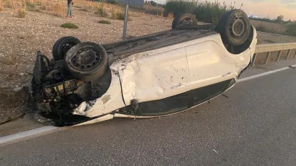 Serik'te takla atan otomobilin sürücüsü yaralandı