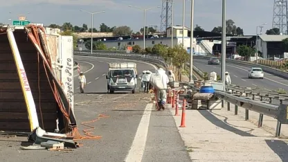 Otoyol çıkışında kamyon kaza yaptı, binlerce arı çevreye yayıldı: 3 yaralı