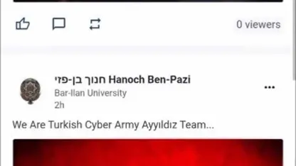 Ayyıldız Tim, İsrailli profesörün hesabını hackledi