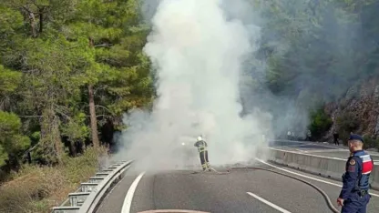 Sakar rampasında araç yangını