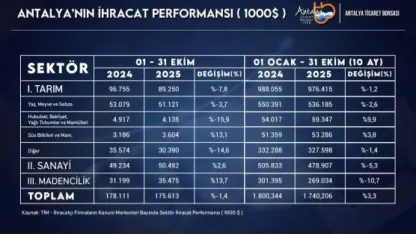 Antalya ihracatı ekimde geriledi